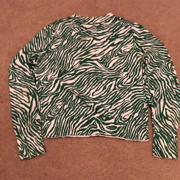 Banana Republic Green and White Zebra Print Cardigan - Picture 3 of 6